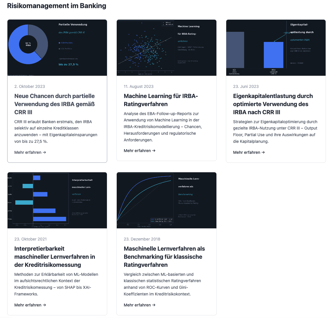 The research page with the newly created banking section